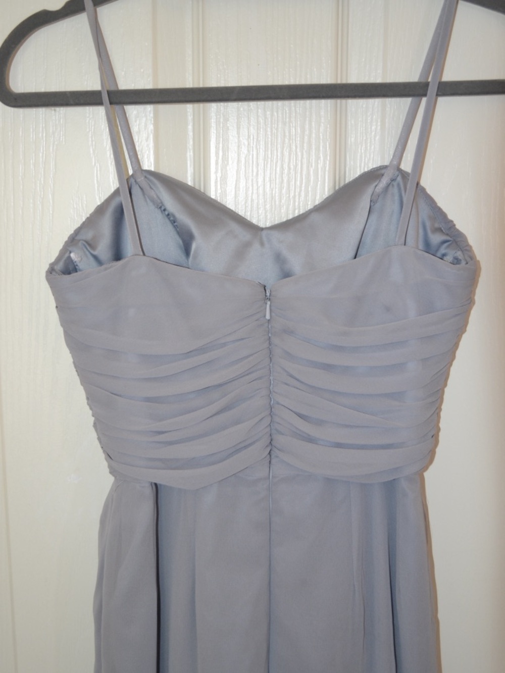 Dessy Collection Style 2895 Light Gray Strapless Chiffon Gown with Ruffle Detail - Picture 10 of 12